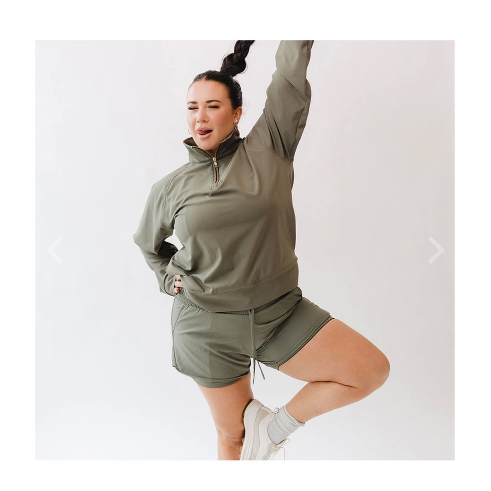 Albion Fit Gotta Run Quarter Zip Olive Green XL